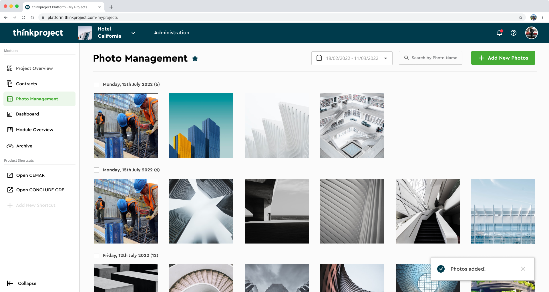 Photo management grid