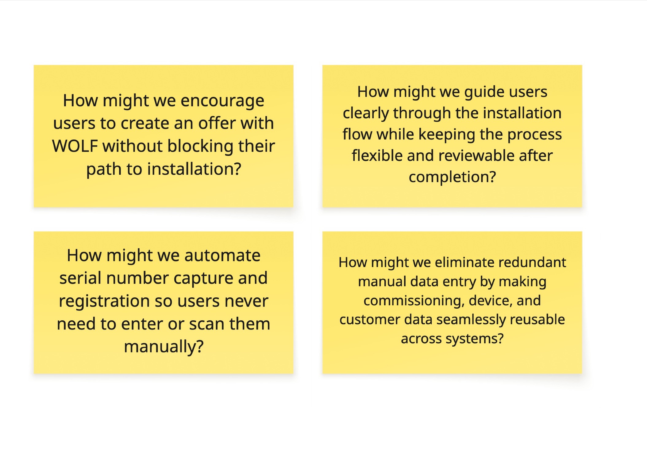 HMW workshop sticky notes